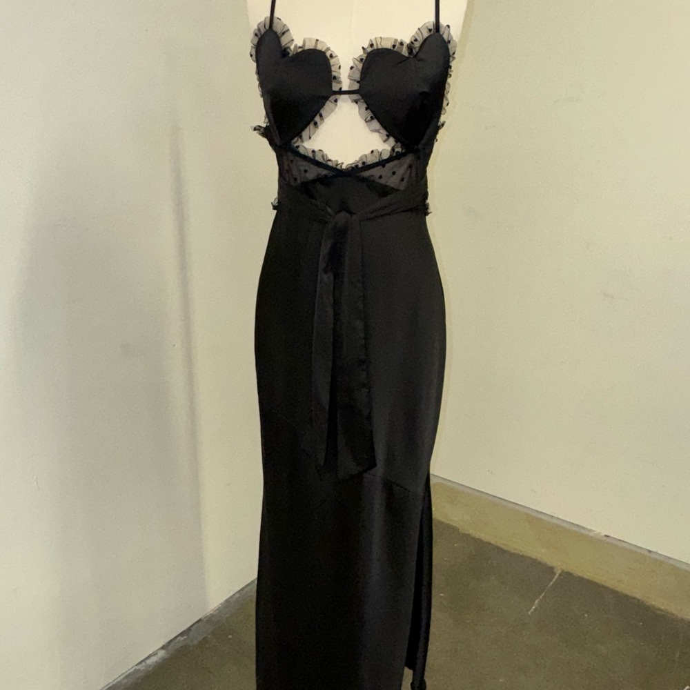 For Love And Lemons Black Maxi Dress with Lace Details